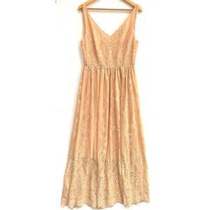 Blue Tassel Sleeveless Eyelet Dress